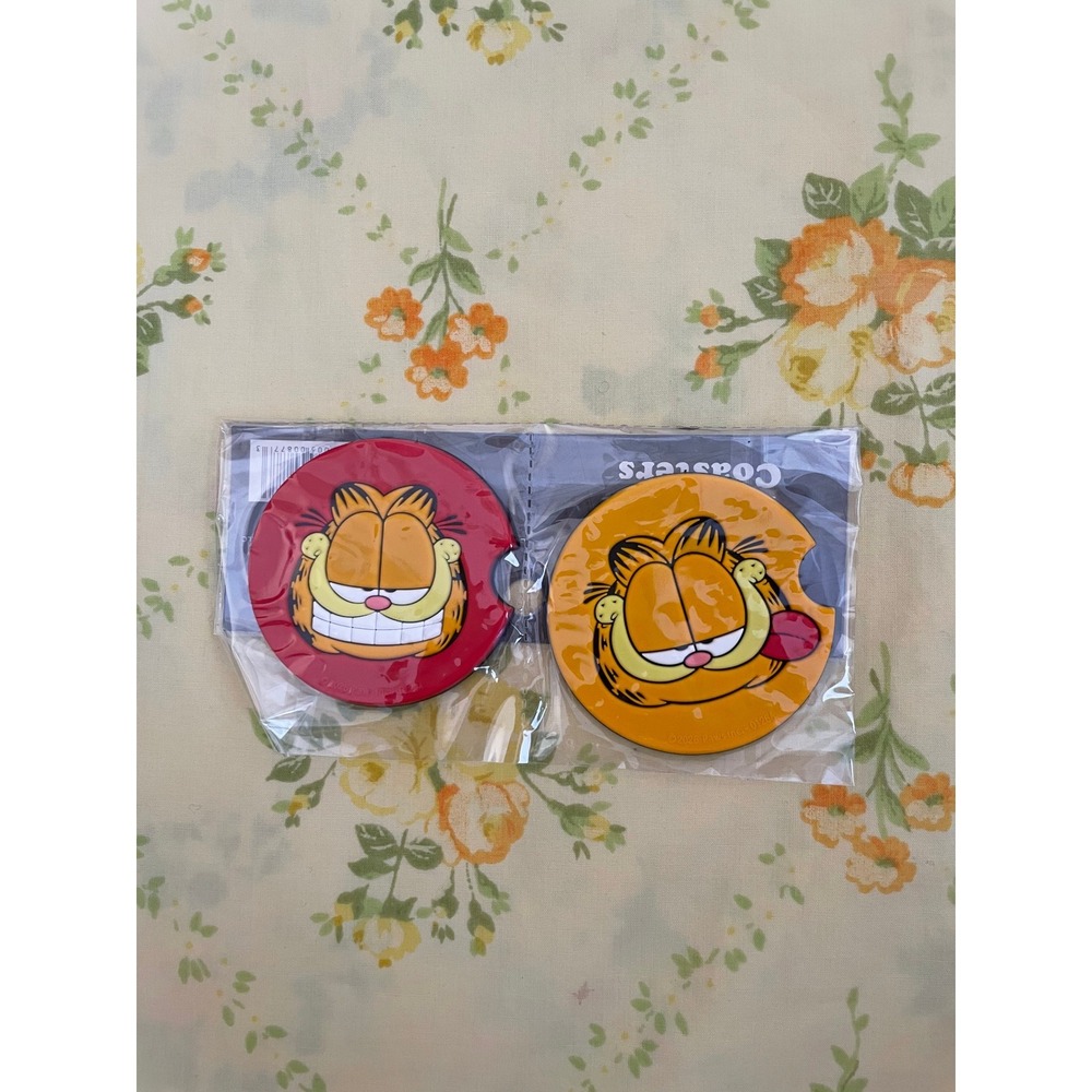 Nickelodeon Garfield 2pk Car Coasters Red Orange Best Brands NIP Cat Cartoon